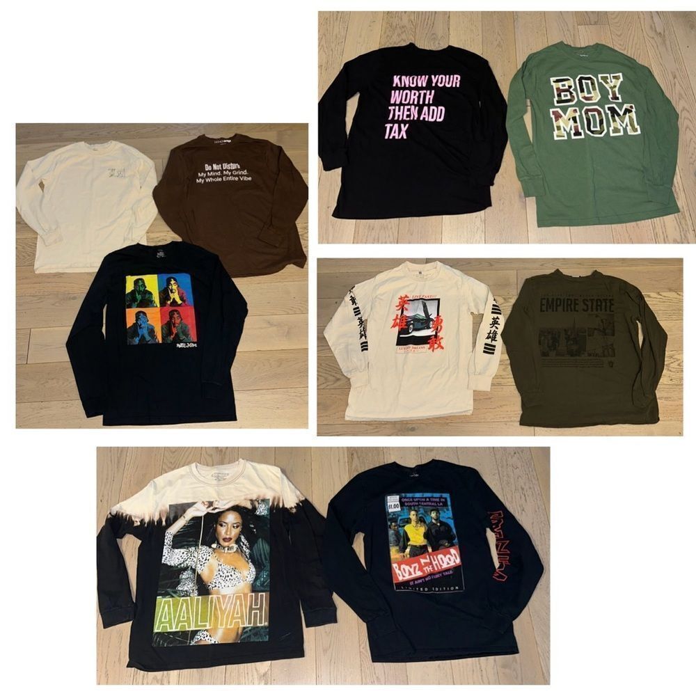 Women’s Long Sleeve Graphic T-shirts Bundle of 9